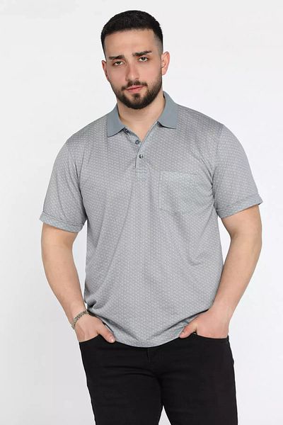 MİSHAR İTALİA Ανδρικό μπλουζάκι με μονό τσέπη Polo με σχέδιο Ice Blue
