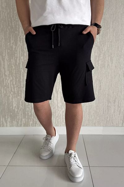 MİSHAR İTALİA Navy Blue Men's Cargo Pocket Waist Tie Shorts