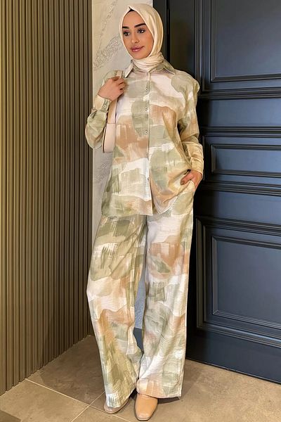 julude Set de două piese pentru femei, cu model, cu tunică, pantaloni hijab