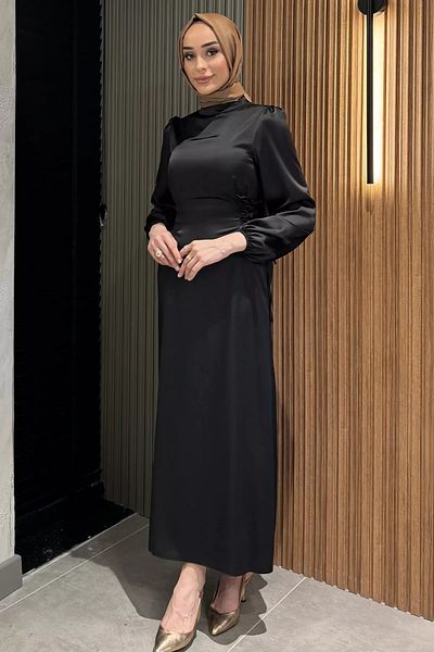 julude Μαύρο φόρεμα Hijab με δέσιμο στο πλάι