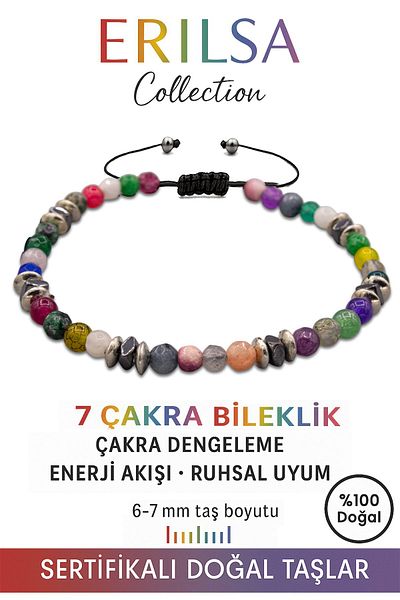 Erilsa Certified Faceted 7 Chakra Natural Stone Bracelet (Thin Model) – Energy Balancing, Harmony & Spiritual a