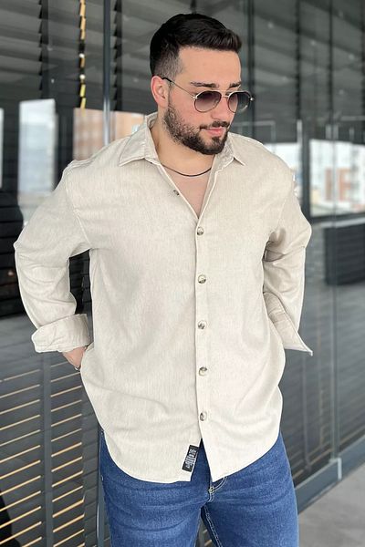 MİSHAR İTALİA Ανδρικό μακρυμάνικο πουκάμισο Stone