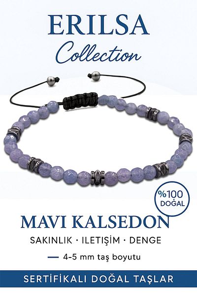 Erilsa Certified Faceted Terahertz – Blue Chalcedony Stone Bracelet (Thin Model) – Communication, Calmness and Ru