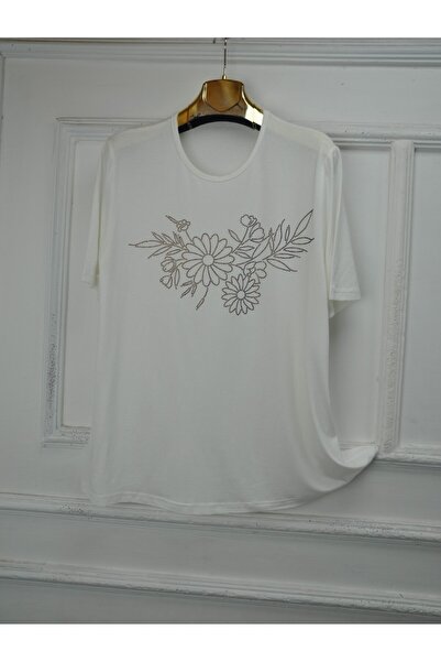 elma abone Σετ μπλουζάκι με λινό παλτό διπλό μπατίκ Plus Size