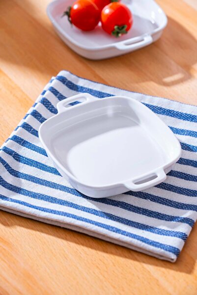 şirin eşyalarım Porcelain Square Handled Flat Small Size Appetizer Plate 10 cm / 1 Piece