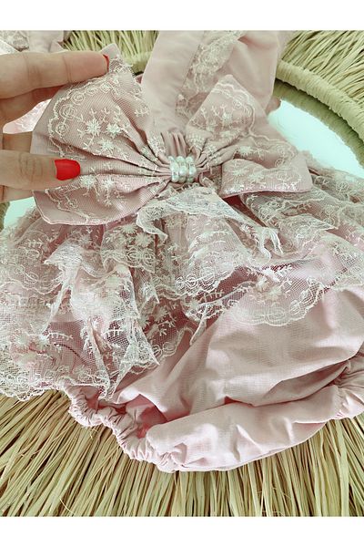 EBRU ÖZÖRGÜCÜ Girl's Lace Romper and Bandana