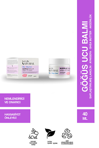 Let's Be NATURAL Göğüs Ucu Kremi 40 ml %100 Doğal Lanolin Içeren Krem Emziren...