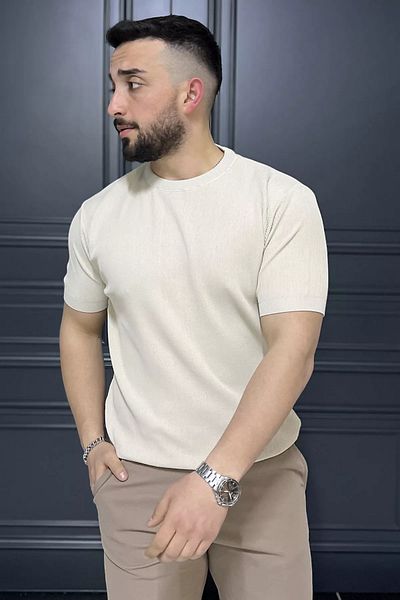 MİSHAR İTALİA Ανδρικό μπλουζάκι με λαιμόκοψη από πέτρα