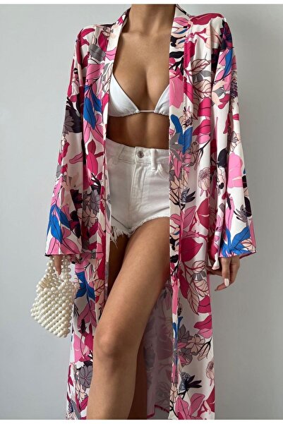 Nokta Long pareo/kimono/ferace/modest flora patterned