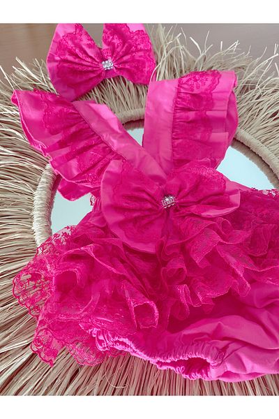 EBRU ÖZÖRGÜCÜ Girl's Lace Romper and Bandana
