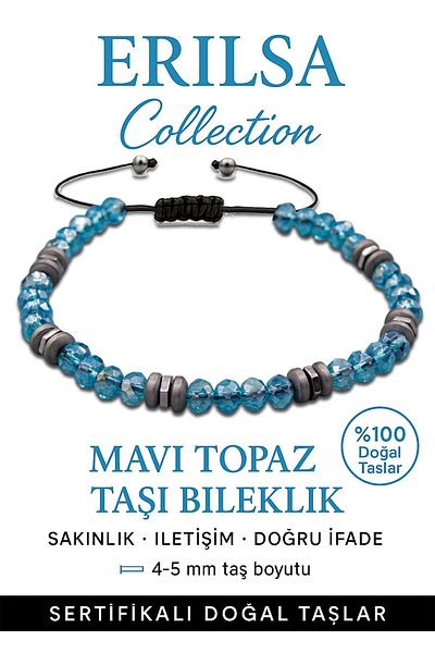 Erilsa Certified Faceted Terahertz – Blue Topaz Stone Bracelet (Thin Model) – Communication, Mental Clarity V