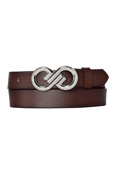 GoDeri 100% Genuine Leather, Silver Buckle 3 Cm Dark Brown Women's Belt; Dress, Trouser Belt = 3cm-kdn-44