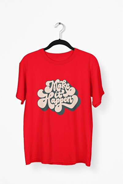 Butik رجل/امرأة - اصنع النجاح - تي شيرت مطبوع برقبة دائرية وأكمام قصيرة