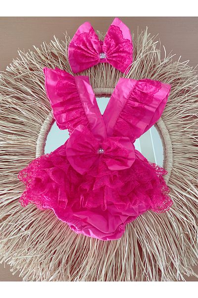 EBRU ÖZÖRGÜCÜ Girl's Lace Romper and Bandana