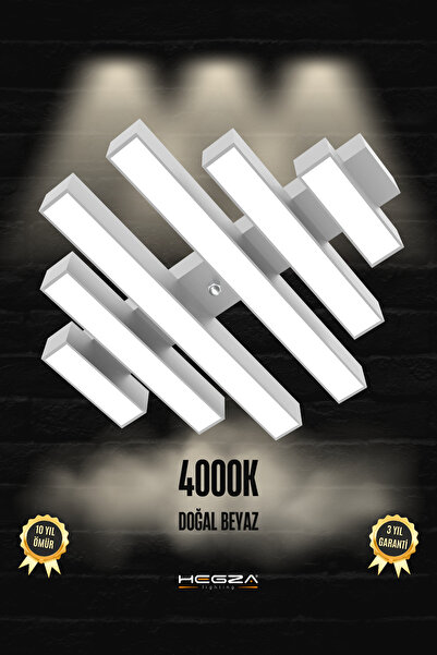 Hegza Lighting Parrılla ( Gri Kasa, Doğal Beyaz Işık ) Modern Plafonyer Led Avize, Salon, Mutfak, Oturma Odası