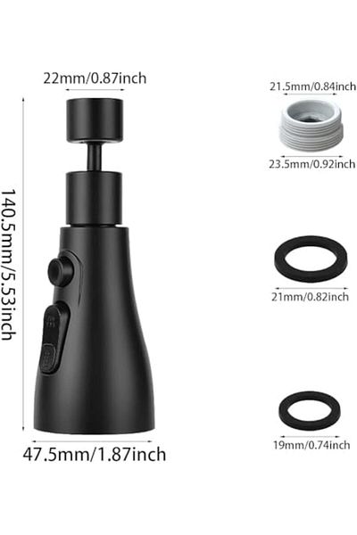 STOREMAX Ysstorex Faucet, Replacement Shower Head, 360 °   Be Swivel, 3 Modes, Swivel Tap, B