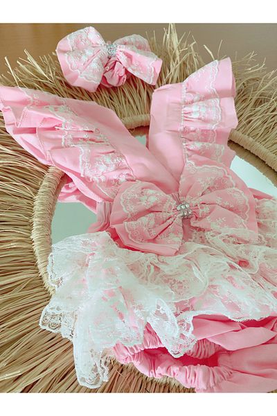 EBRU ÖZÖRGÜCÜ Girl's Lace Romper and Bandana