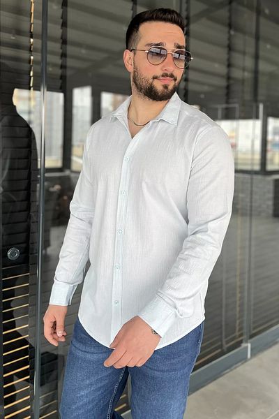 MİSHAR İTALİA Ανδρικό μακρυμάνικο πουκάμισο γαλάζιο με αυτοσχεδιασμό