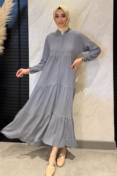 julude Φόρεμα Hijab με λεπτομέρεια με γκρι κουμπιά