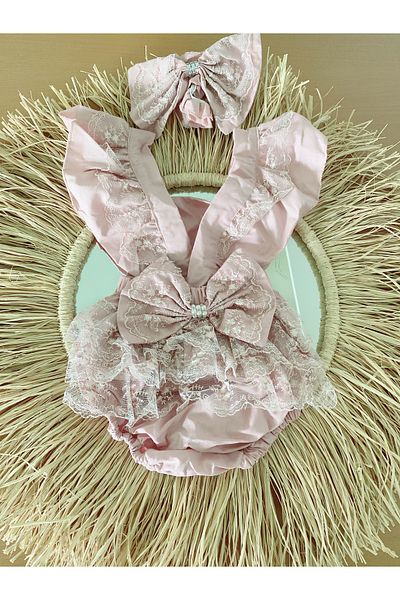 EBRU ÖZÖRGÜCÜ Girl's Lace Romper and Bandana