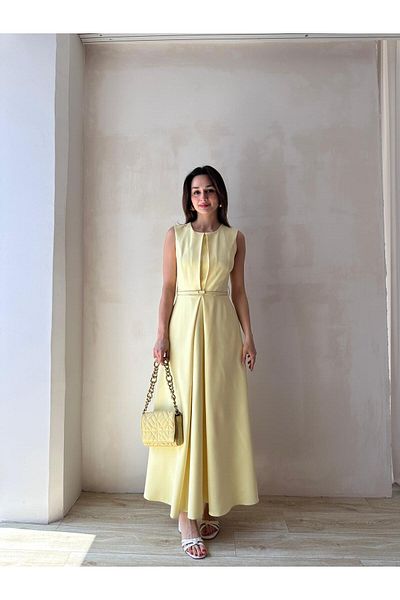 Mooi Butik فستان ماكسي ADMIRE 7430 - أصفر