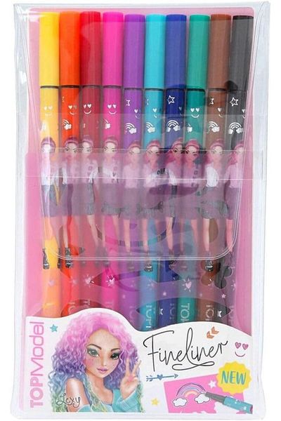 STOREMAX Ntwork 11500 Topmodel – Fineliner Set, 10 Pens and 2 Stencils, 10 Different Colors of Fine Paint Pens