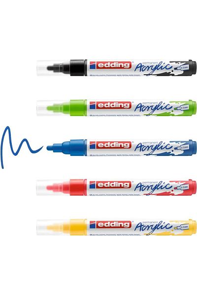 STOREMAX Svticaret 5100 Acrylic Marker - Black Red Blue Yellow Yellow-Green - Acrylic Markers 5 St