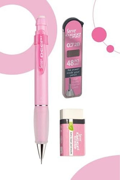 STOREMAX Jvnnastore Deep Versatile Pencil & Deep Eraser & Deep Pencil Tip Min 0,7mm Set of 3 Seker Pink Trendyf