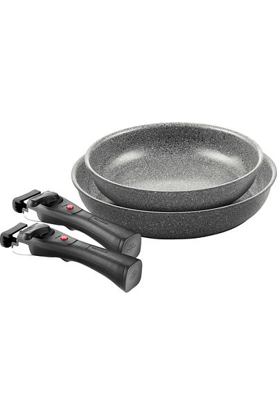 STOREMAX Nffashopm Set Torre Frying Pans, Ceramic Coating, 24 + 28 Cm, Suitable for Induction Cookers, 2