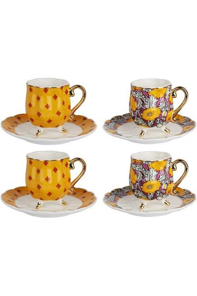 STOREMAX Ntwork Art Eliana Bone Coffee Cup Set with Four Legs Art 1087243