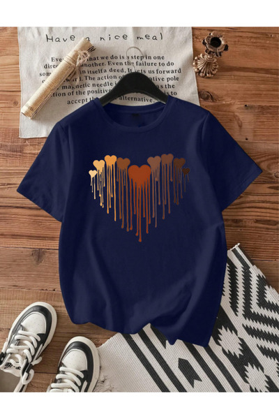 Trend Sizde Unisex Cotton Melting Hearts Printed Design T-Shirt