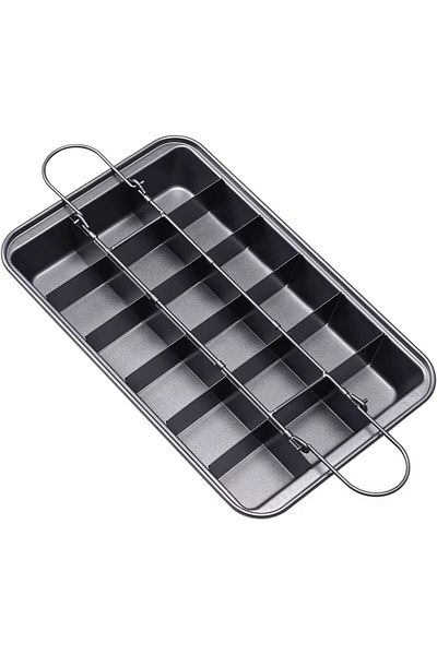 STOREMAX Nffashopm 18-Eye Adjustable Carbon Steel Brownie Cake Mold – Non-Stick Coating, Rust