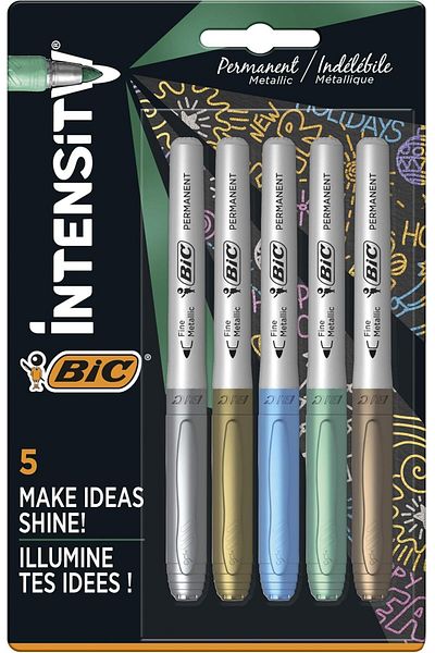 STOREMAX Jvnnastore Intensity Permanent Marker Metallic Permanent Markers - Pack of 5 - Assorted Me