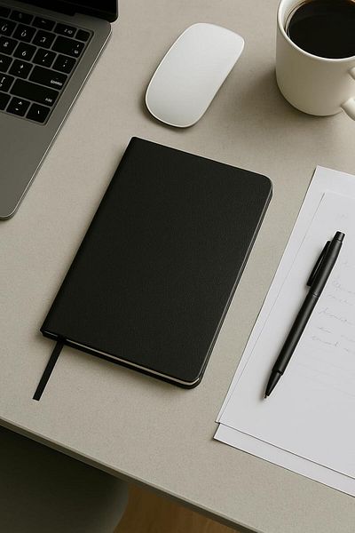 STOREMAX Sellbuystore Promotional Notebook, Unlined Notebook, Black Thermo Leather Cover Unlined Notebook, 128 Make