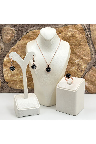 Livora Jewelry Elmas Montür Rosegold Gül Modeli Gümüş Set Takım