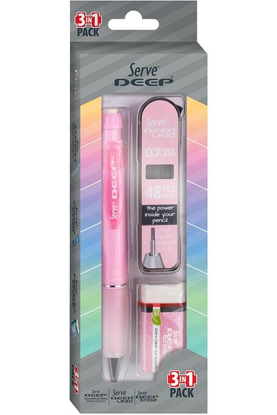 STOREMAX Jvnnastore Deep Versatile Pencil & Deep Eraser & Deep Pencil Tip Min 0,7mm Set of 3 Seker Pink Trendyf