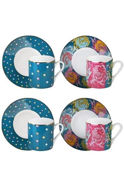 STOREMAX Ntwork Art Estelle Bone Set of Four Coffee Cups Art 1087243