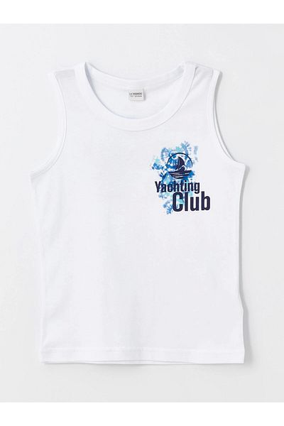 LC Waikiki Lcw Kids Blue Crew Neck Male Child Undershirt and Sea Shorts