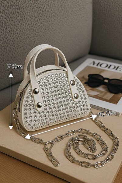 Handley Geantă de lux Mini Diamond Stone brodată de mână și de umăr