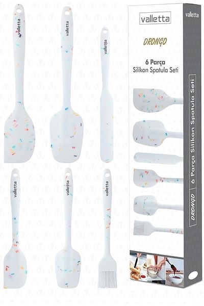 STOREMAX Sellbuystore Drongo 6-Piece Spatula Set White Color Dots 1053513