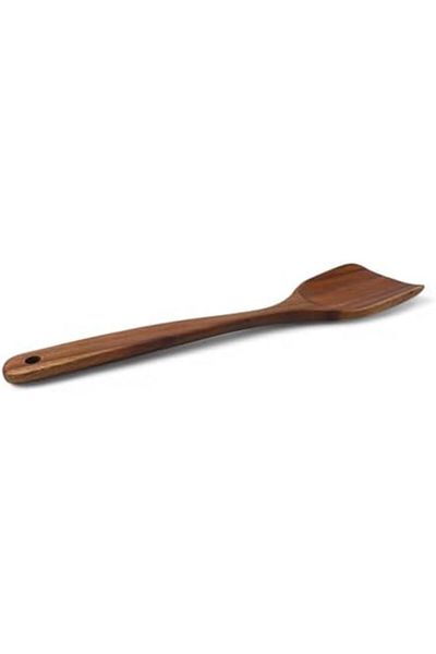 STOREMAX Nffashopm Hand Carved Serving Wide Mouth Spatula in Natural Acacia Wood 34cm |   Antibacterial