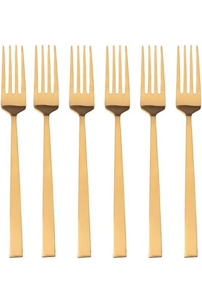 STOREMAX Sellbuystore Quantum Mat Gold Dinner Fork 20 cm 6 Pcs 1053513