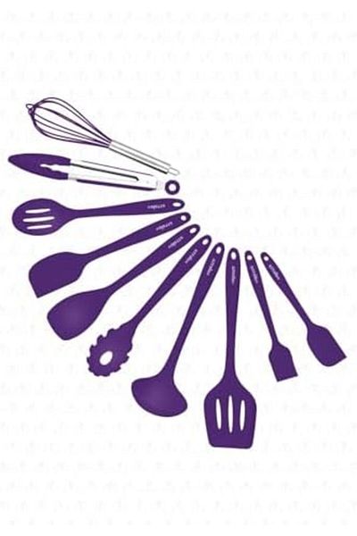 STOREMAX Jvnnastore Salvatore 10 Piece Purple Heat Resistant Fireproof Non-Stick Silicone Spatula Set - Vlt11