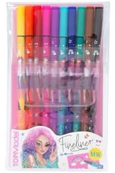 STOREMAX Ntwork 11500 Topmodel – Fineliner Set, 10 Pens and 2 Stencils, 10 Different Colors of Fine Paint Pens