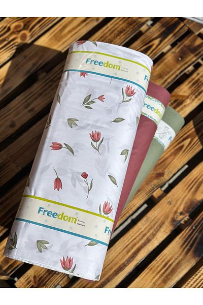Freedom Tulip Flower Patterned Fabric - 100% Cotton 30 Meters 1 Ball Fabric 240 cm Width - Duvet Cover Ranforce Fabric