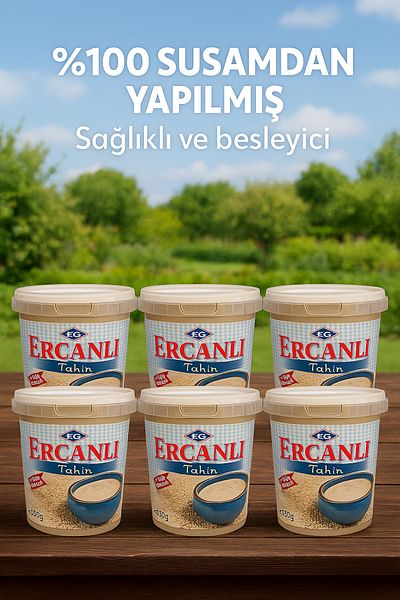 ERCANLI Meşhur Denizli Kale Tahini 950 g X 6 Pieces (100% Sesame)