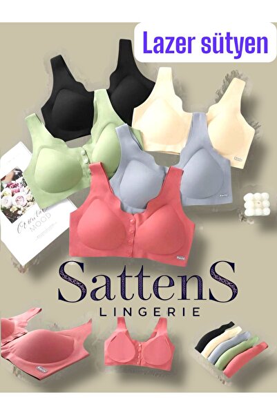 SATTENS Laser Bra - Front Button Laser Cut Seamless Sweat-Proof Bra with Pad