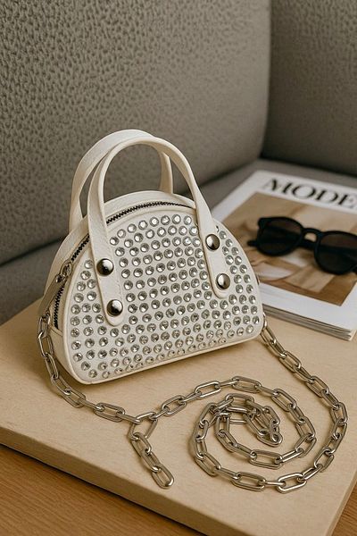 Handley Geantă de lux Mini Diamond Stone brodată de mână și de umăr