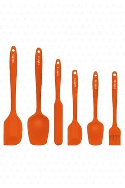 STOREMAX Jvnnastore Drongo Heat Resistant Fireproof Non-Stick Silicone Spatula Set 6 Pieces Orange Trendyf