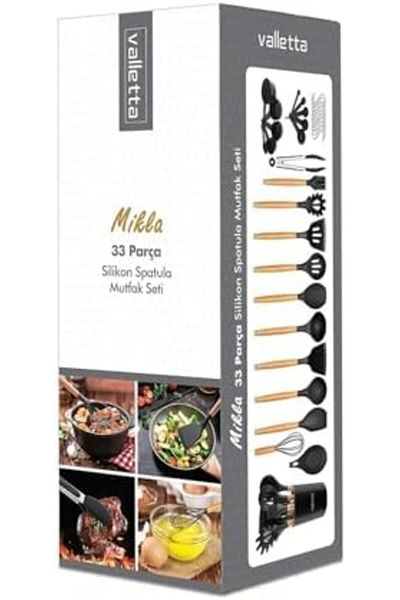 STOREMAX Jvnnastore Mikla Heat Resistant Fireproof Non-Stick 33 Piece Silicone Spatula Kitchen Set Gray Train